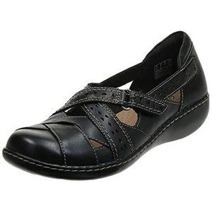 CLARKS Ashland Spin Q Women's Black Slip-On Loafer 8.5 M
